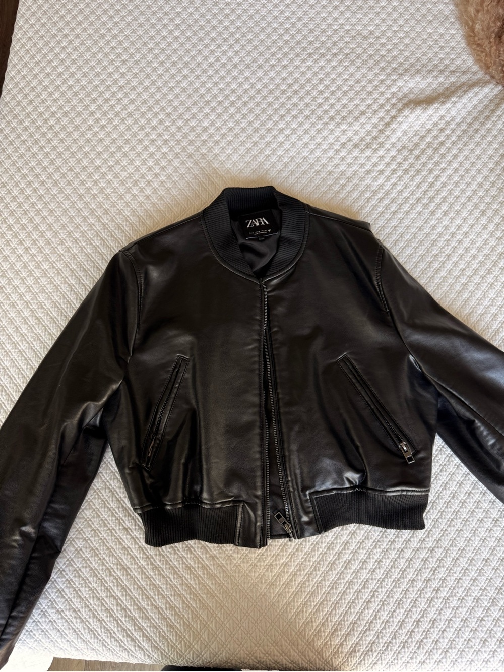 Zara Black Faux Leather Bomber
